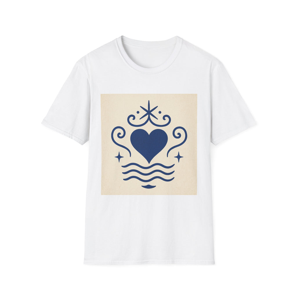 Sigil of Oshun's Symbolism—— Navy Heart Waves Graphic T‑Shirt