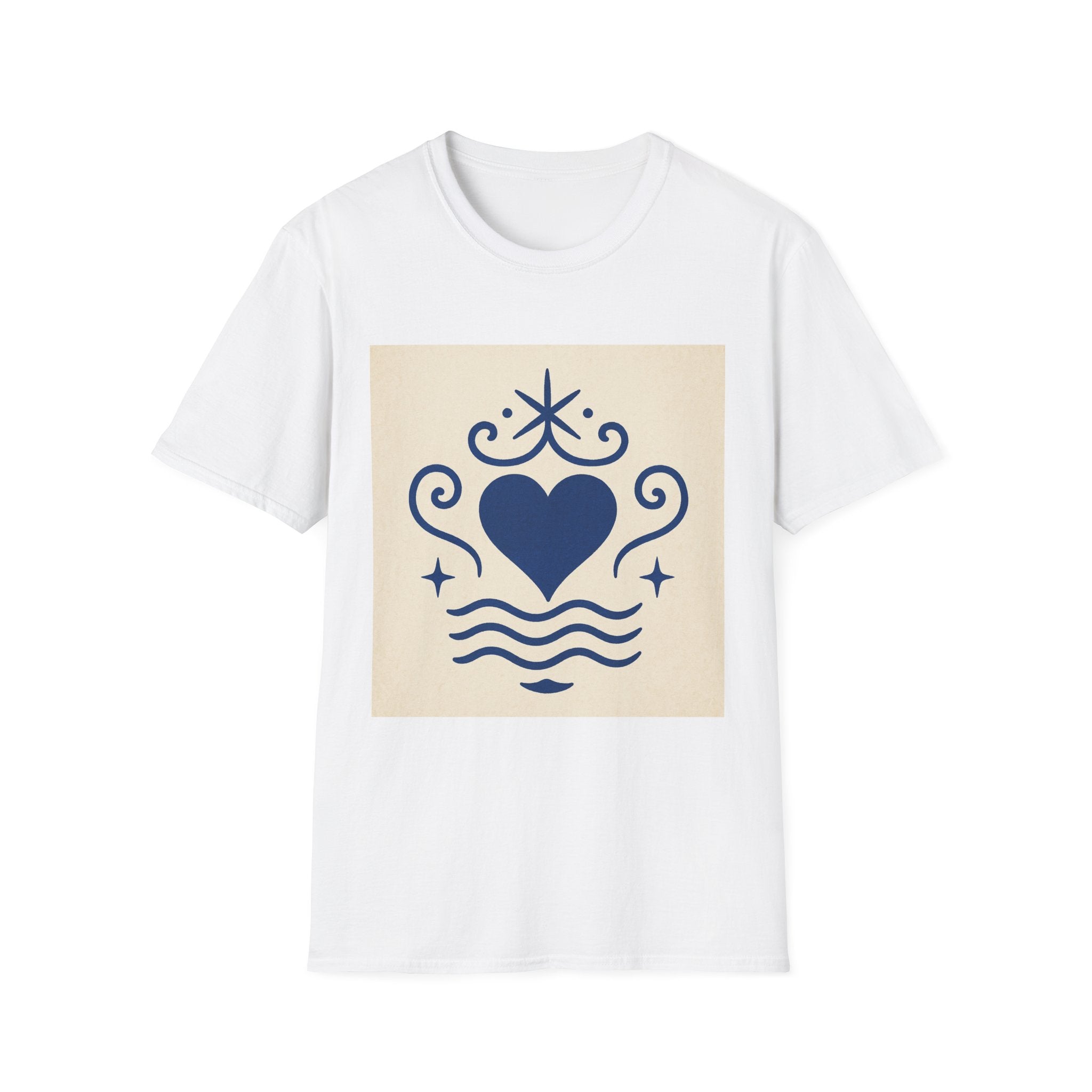 Sigil of Oshun's Symbolism—— Navy Heart Waves Graphic T‑Shirt